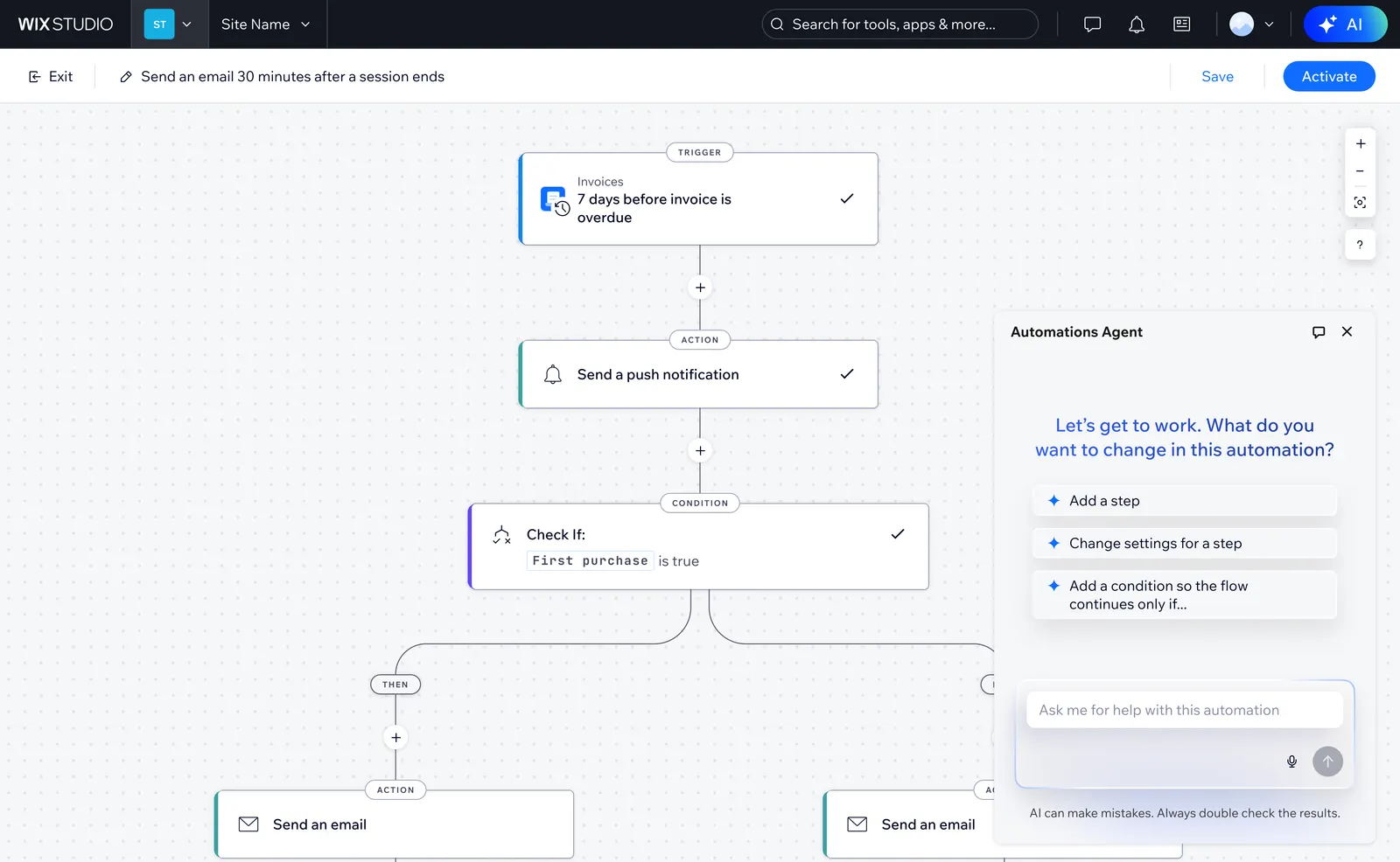 Automations Agent empty state for editing an existing automation, with change-focused suggestions