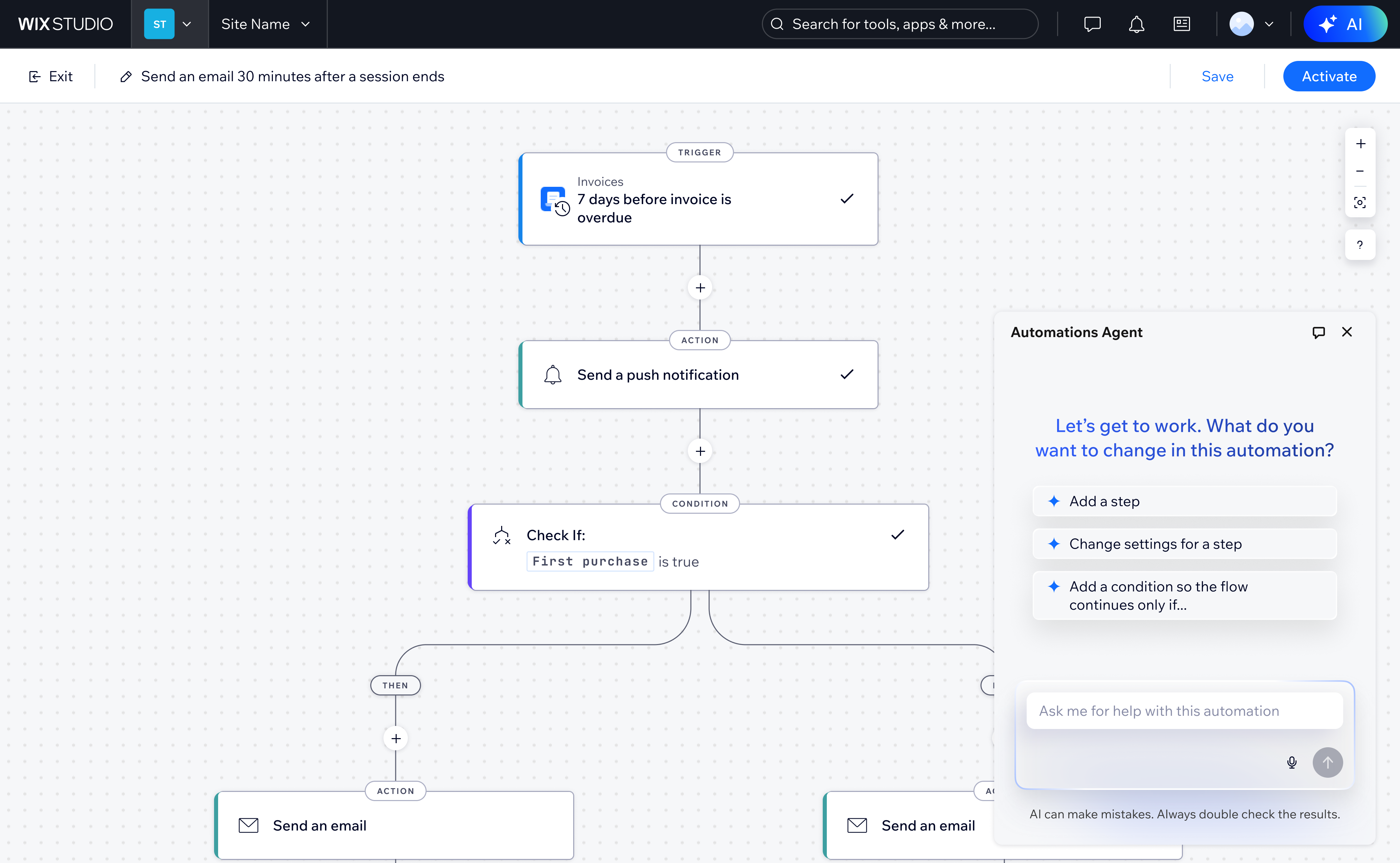 Automations Agent empty state for editing an existing automation, with change-focused suggestions